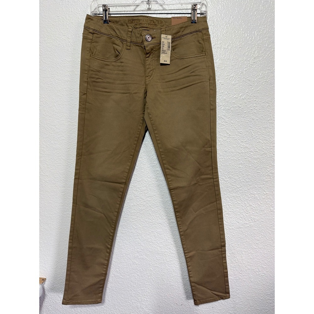 American Eagle Women 6 Regular Khaki Super Stretch Low Rise Skinny Jegging Pants - Picture 1 of 4